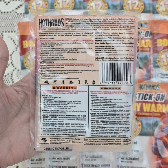 15 HotHands Supersize Body Warmer with Adhesive Up to 12 Hours of Heat Exp 05/28 - Picture 3 of 4